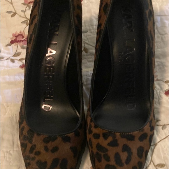Karl Lagerfeld Brown Leopard Heels - Picture 2 of 4